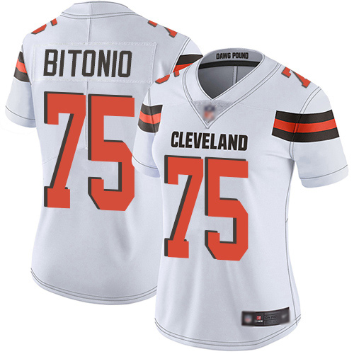 Women's Cleveland Browns #75 Joel Bitonio White Vapor Untouchable Limited Stitched NFL Jersey(Run Small)